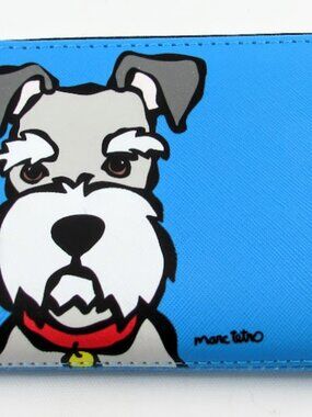 Marc Tetro Schnauzer Large Full Zip Around Wallet, Blue 8" x 4"